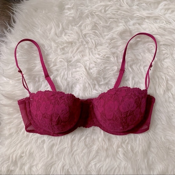 pink fuchsia lace Balconet bra by Maidenform, Sz 36C - Picture 6 of 13